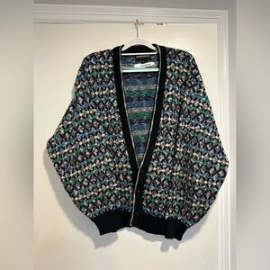 Vintage 90s Expressions International Colorful Geometric Button cardigan sweater